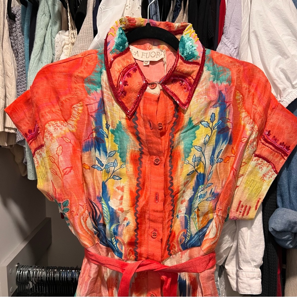 Vibrant Multicolor Button-Up Dress